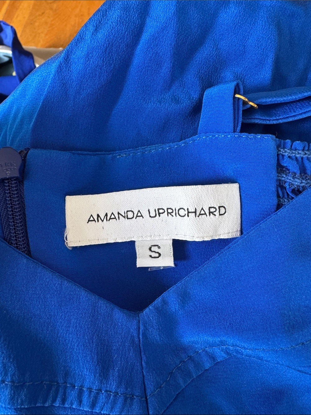 Amanda Uprichard-Revolve-Mimosa Royal Irrgdescant Blue Silk Mini Dress - Picture 5 of 6